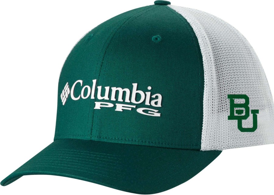 Hats * | Columbia Men'S Baylor Bears Green Pfg Mesh Adjustable Hat