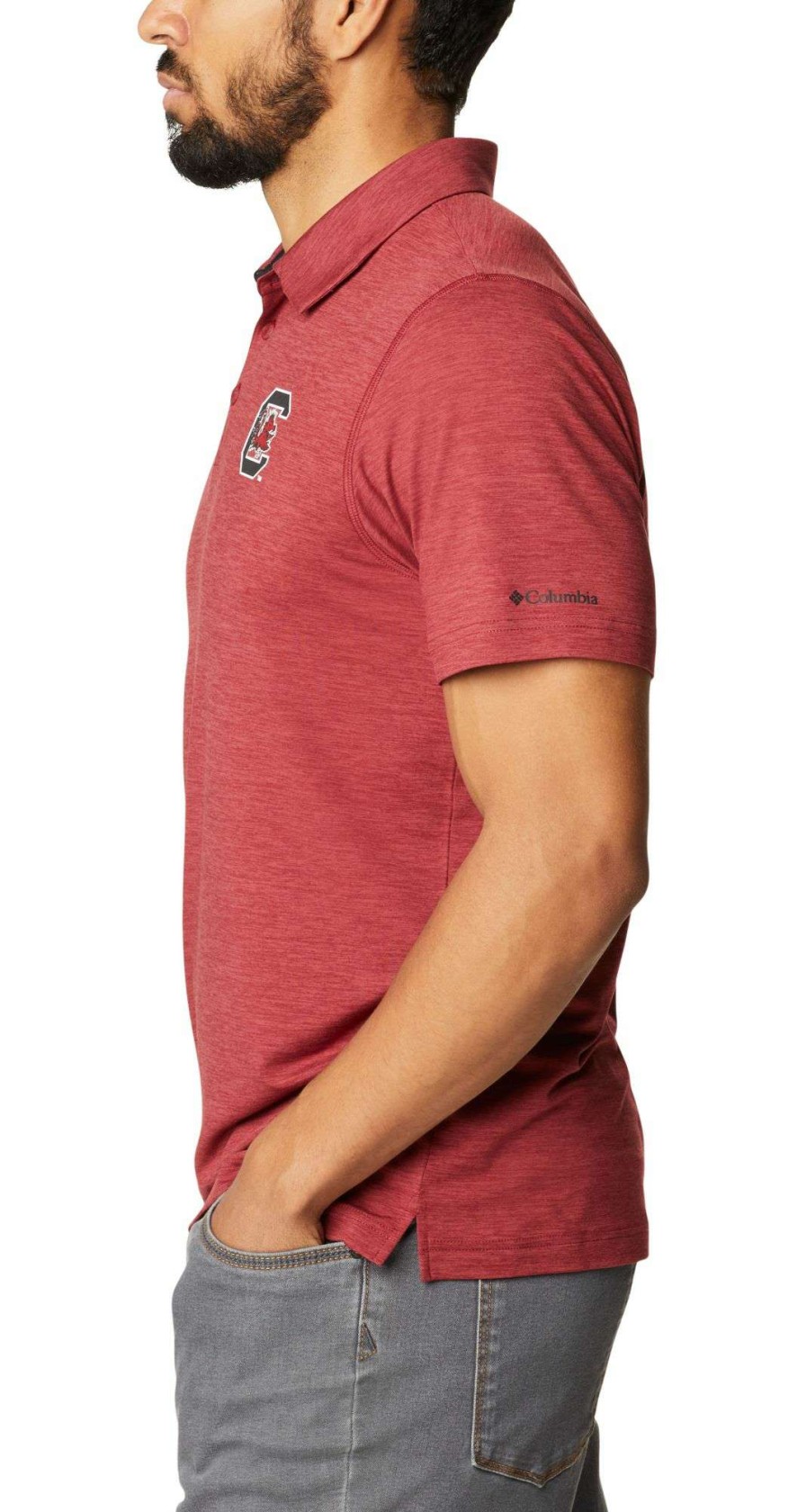 Shirts * | Columbia Men'S South Carolina Gamecocks Garnet Tech Trail Polo