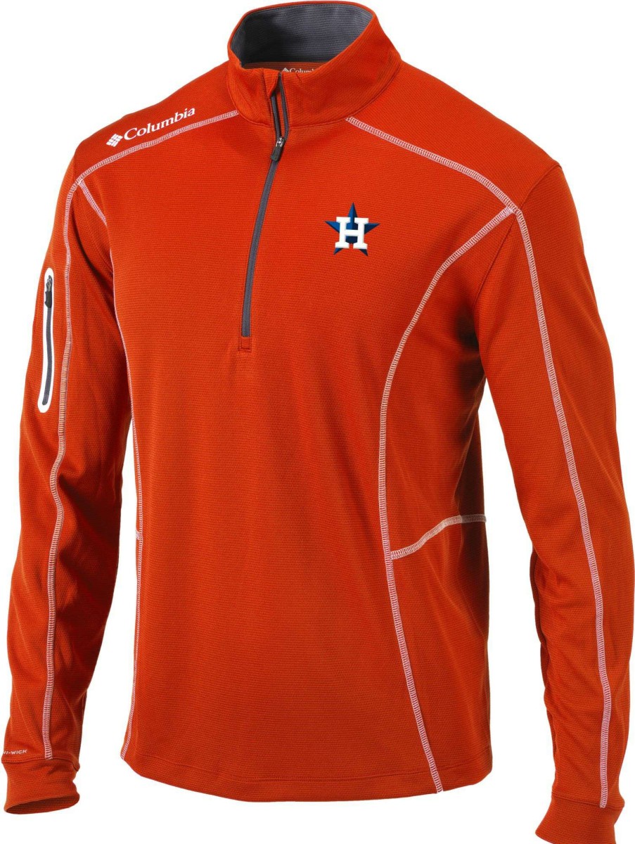 Jackets * | Columbia Men'S Houston Astros Orange Shotgun Quarter-Zip Shirt