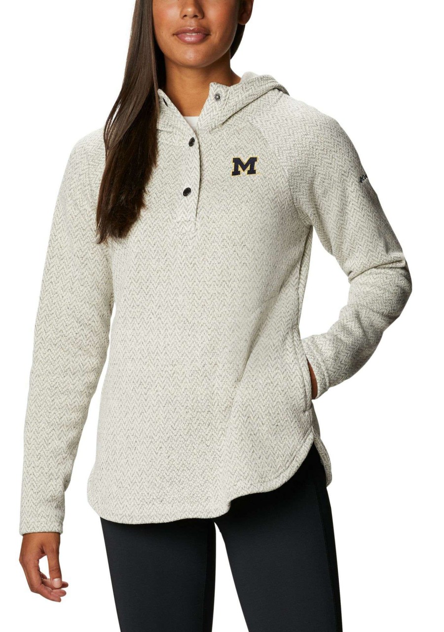 Sweatshirts * | Columbia Women'S Michigan Wolverines Darling Days Full-Zip White Hoodie