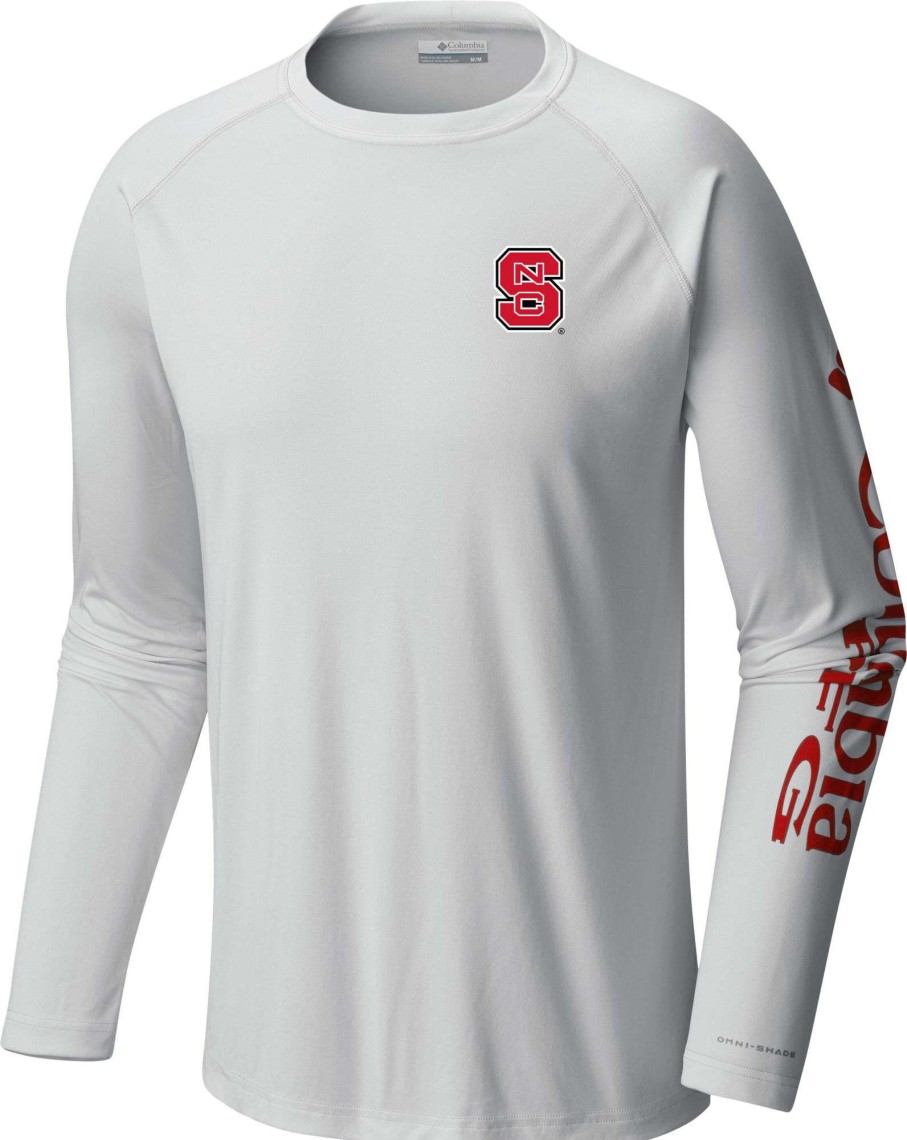 Shirts * | Columbia Men'S Nc State Wolfpack White Terminal Tackle Long Sleeve T-Shirt