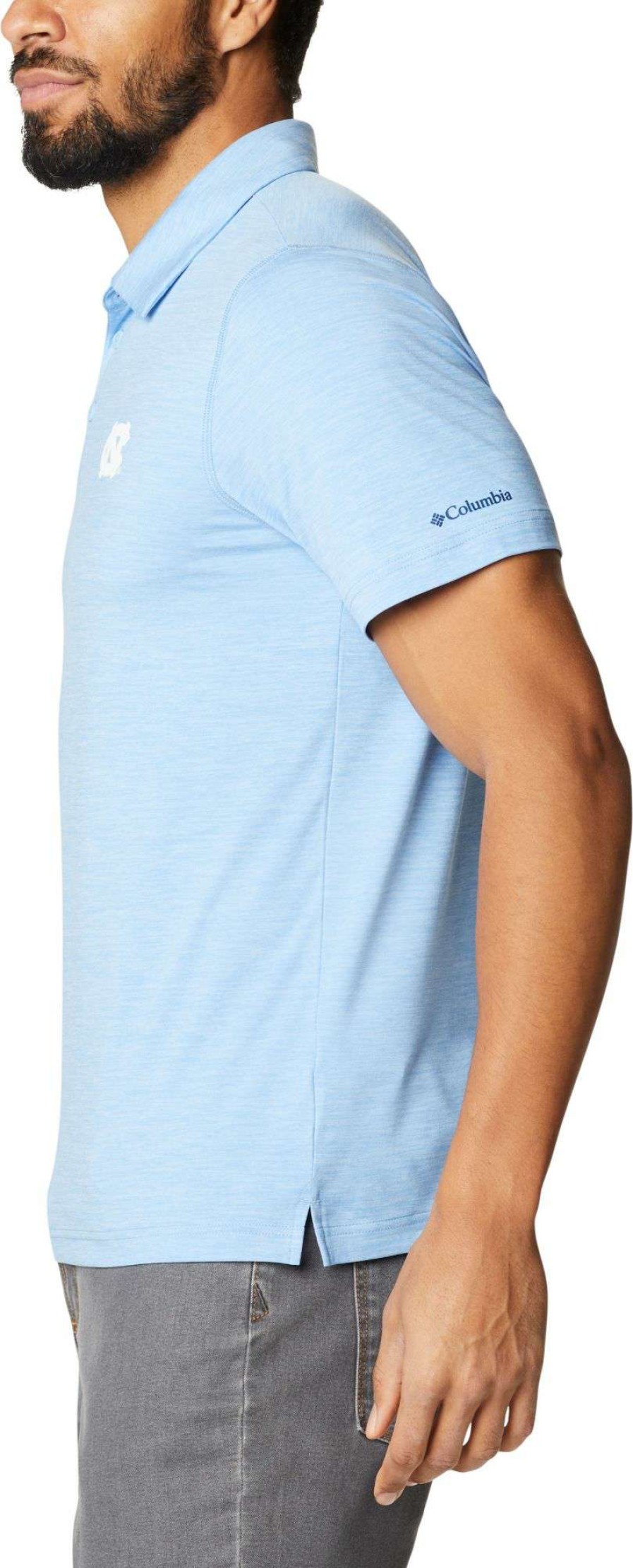 Shirts * | Columbia Men'S North Carolina Tar Heels Carolina Blue Tech Trail Polo