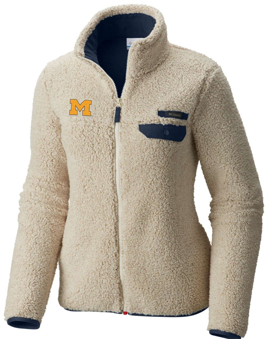 Jackets * | Columbia Women'S Michigan Wolverines Mountainside Full-Zip White Jacket