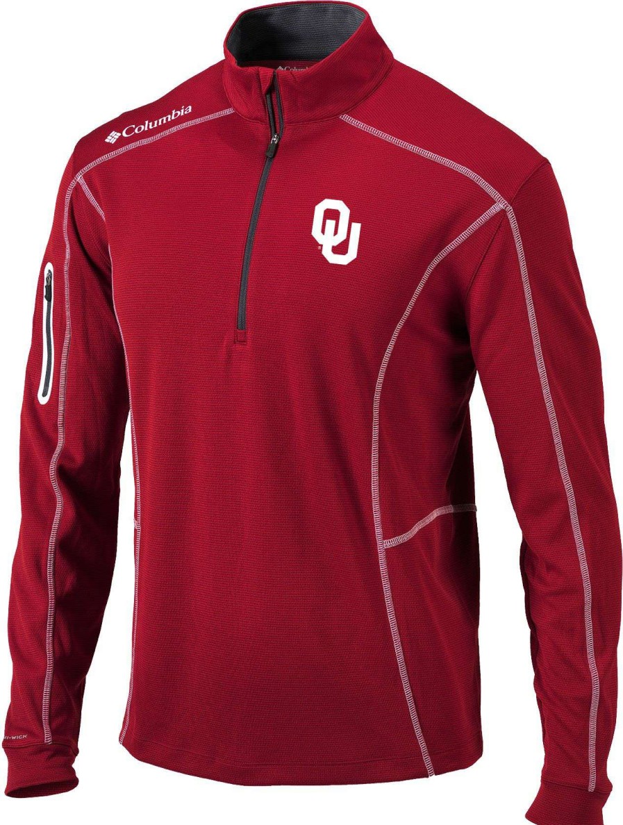 Shirts * | Columbia Men'S Oklahoma Sooners Crimson Shotgun Quarter-Zip Shirt