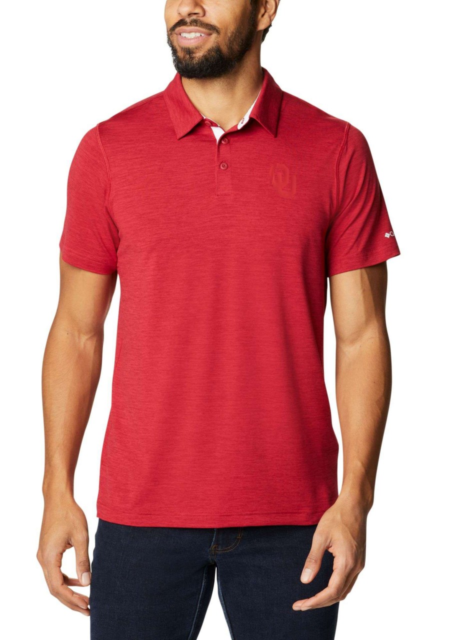 Shirts * | Columbia Men'S Oklahoma Sooners Crimson Tech Trail Polo