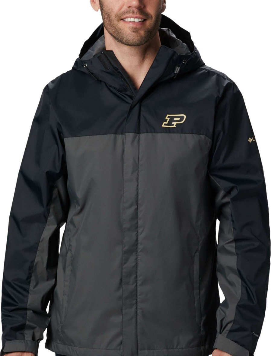 Jackets * | Columbia Men'S Purdue Boilermakers Black/Grey Glennaker Storm Jacket