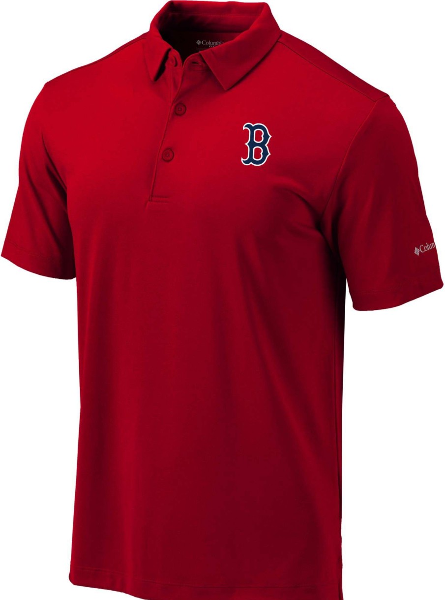 Shirts * | Columbia Men'S Boston Red Sox Red Drive Performance Polo