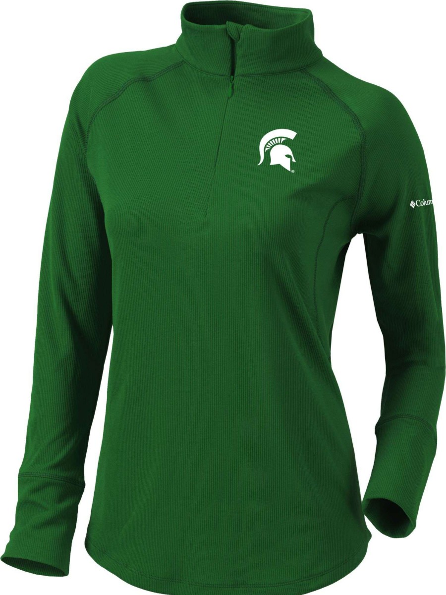 Jackets * | Columbia Women'S Michigan State Spartans Green Flop Shot Half-Zip Pullover Shirt