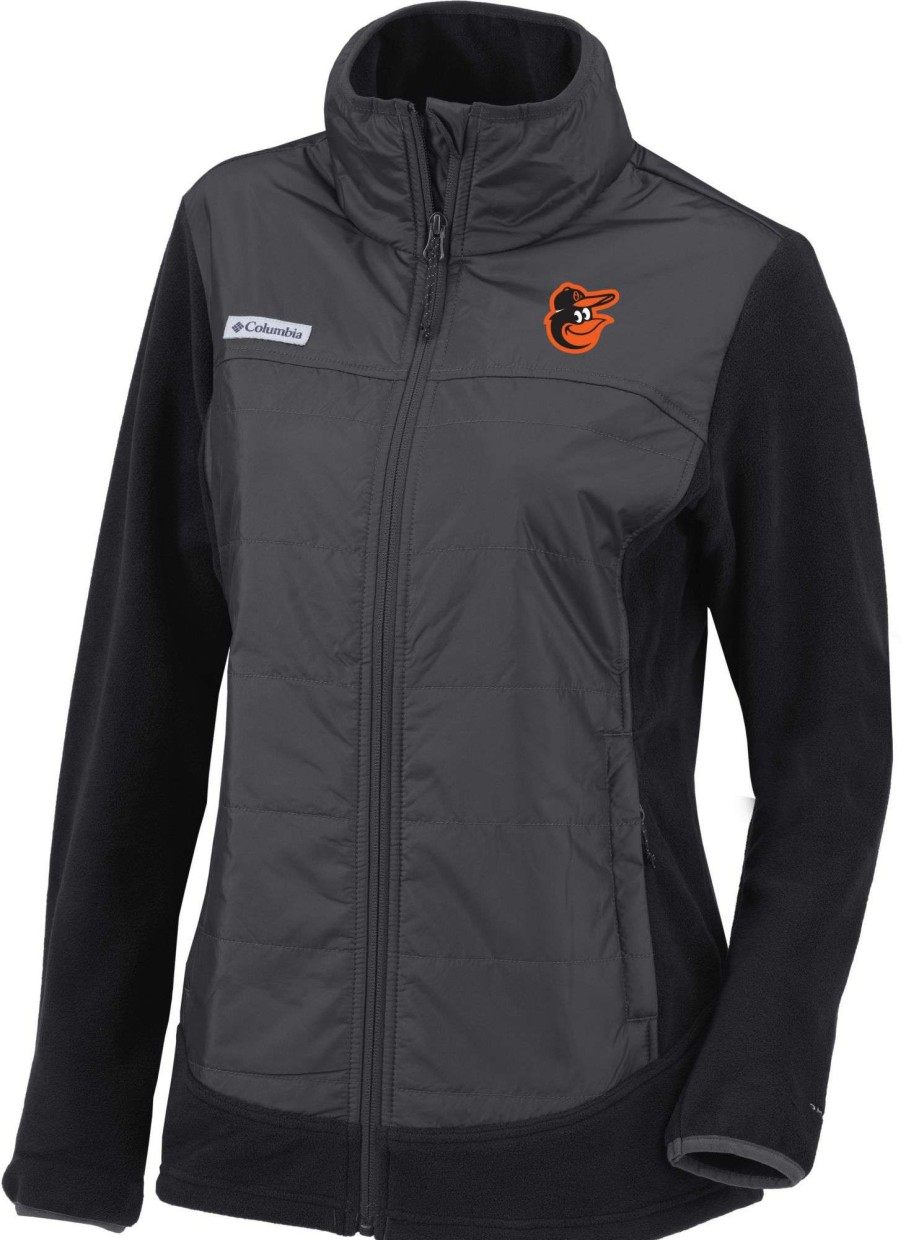 Jackets * | Columbia Women'S Baltimore Orioles Black Full-Zip Fleece Jacket