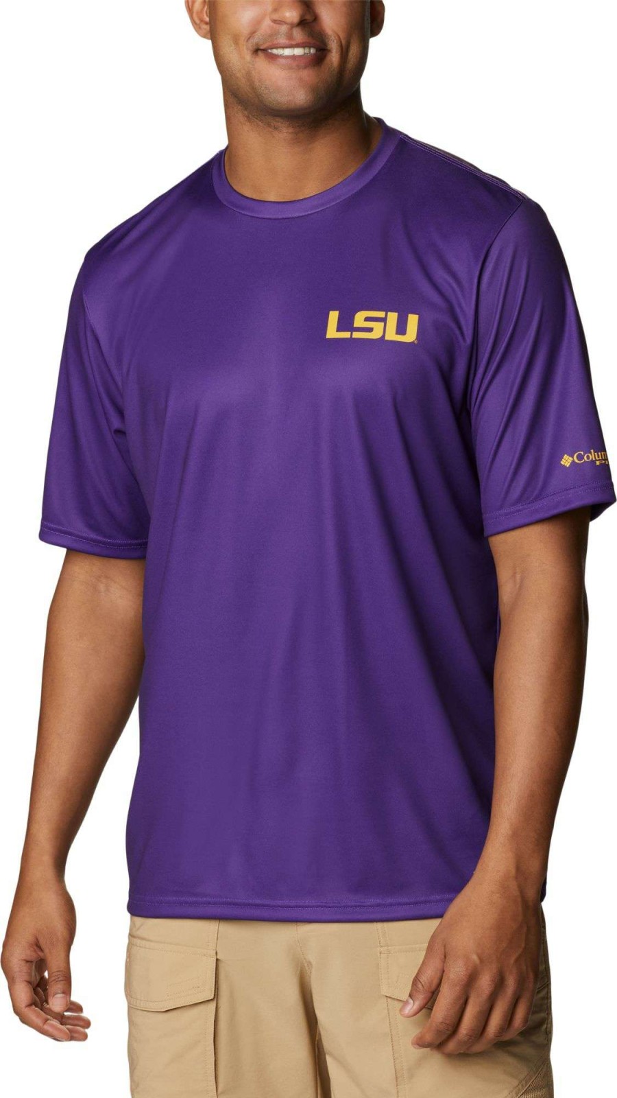 Shirts * | Columbia Men'S Lsu Tigers Purple Terminal Tackle Shirt