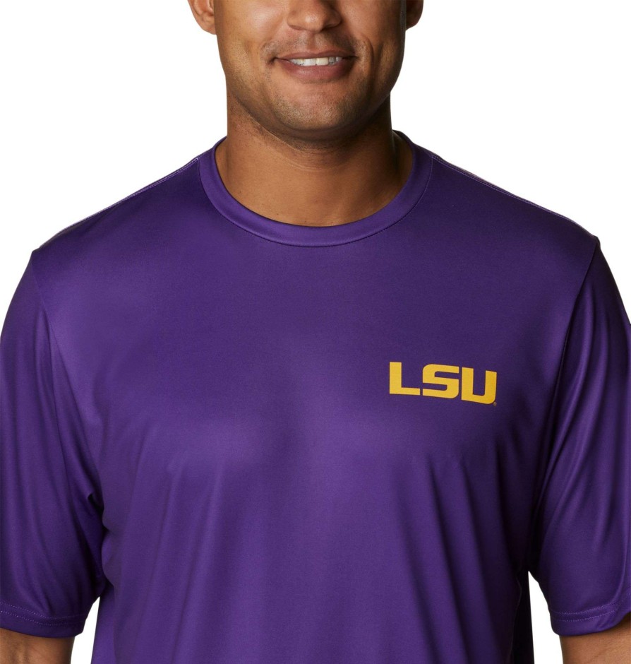 Shirts * | Columbia Men'S Lsu Tigers Purple Terminal Tackle Shirt