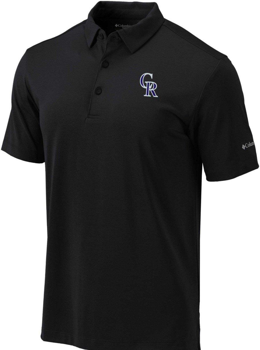 Shirts * | Columbia Men'S Colorado Rockies Black Drive Performance Polo