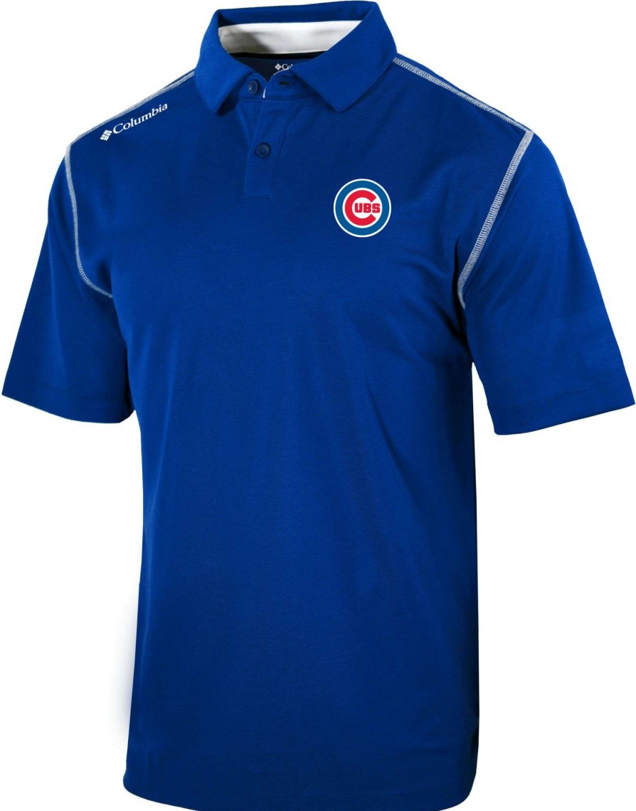 Shirts * | Columbia Men'S Chicago Cubs Blue Shotgun Polo