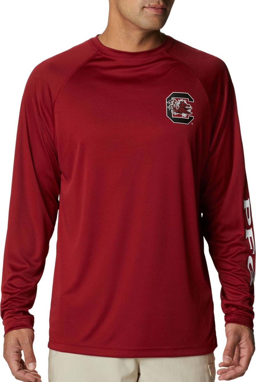 Shirts * | Columbia Men'S South Carolina Gamecocks Garnet Terminal Tackle Long Sleeve T-Shirt