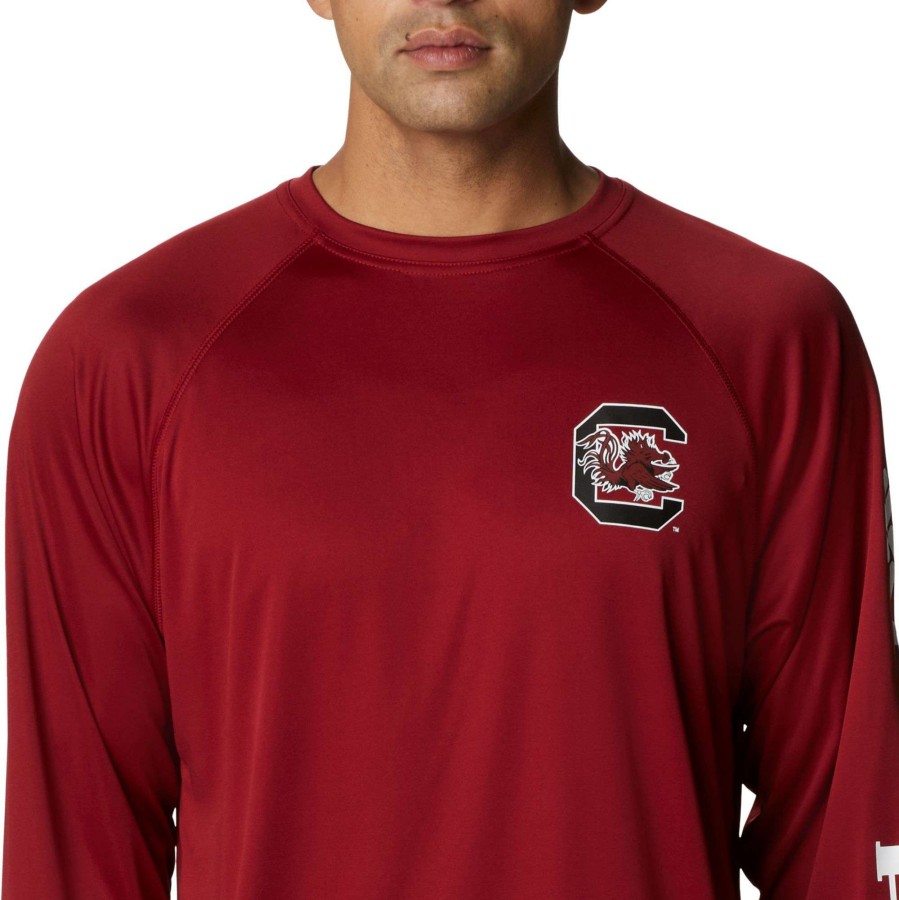 Shirts * | Columbia Men'S South Carolina Gamecocks Garnet Terminal Tackle Long Sleeve T-Shirt