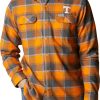 Shirts * | Columbia Men'S Tennessee Volunteers Tennessee Orange Plaid Flare Gun Flannel Button Down Long Sleeve Shirt