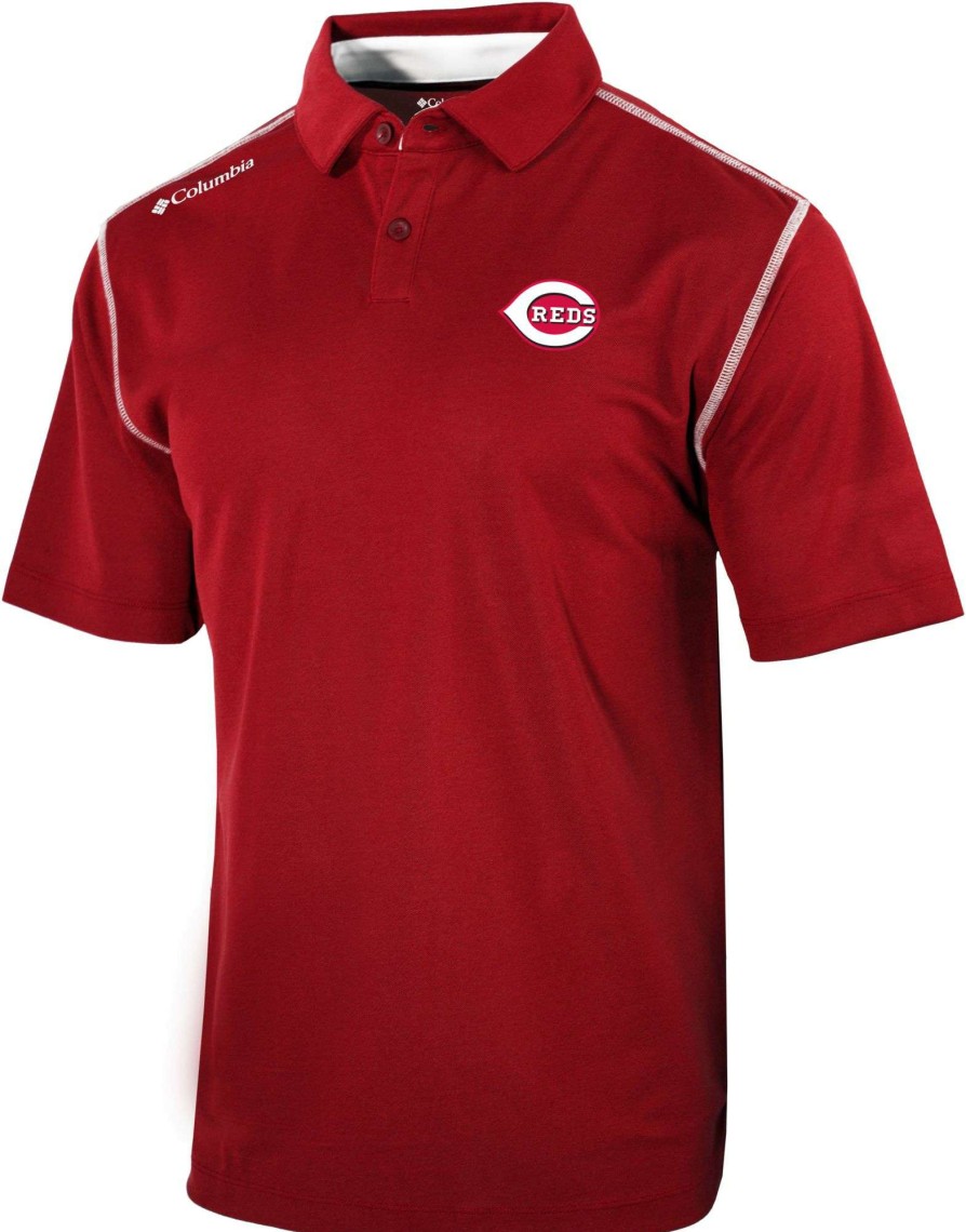 Shirts * | Columbia Men'S Cincinnati Reds Red Shotgun Polo