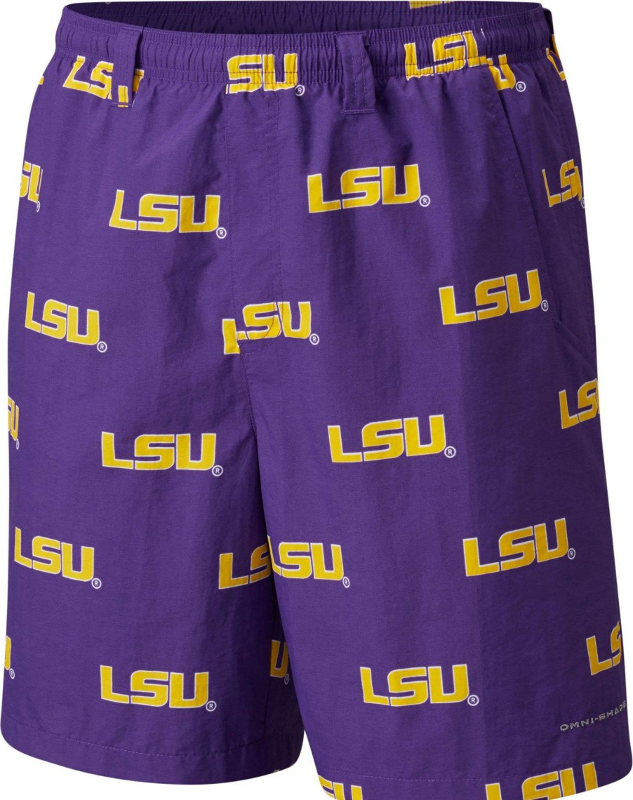 Shorts * | Columbia Men'S Lsu Tigers Purple Backcast Ii Printed Performance Shorts