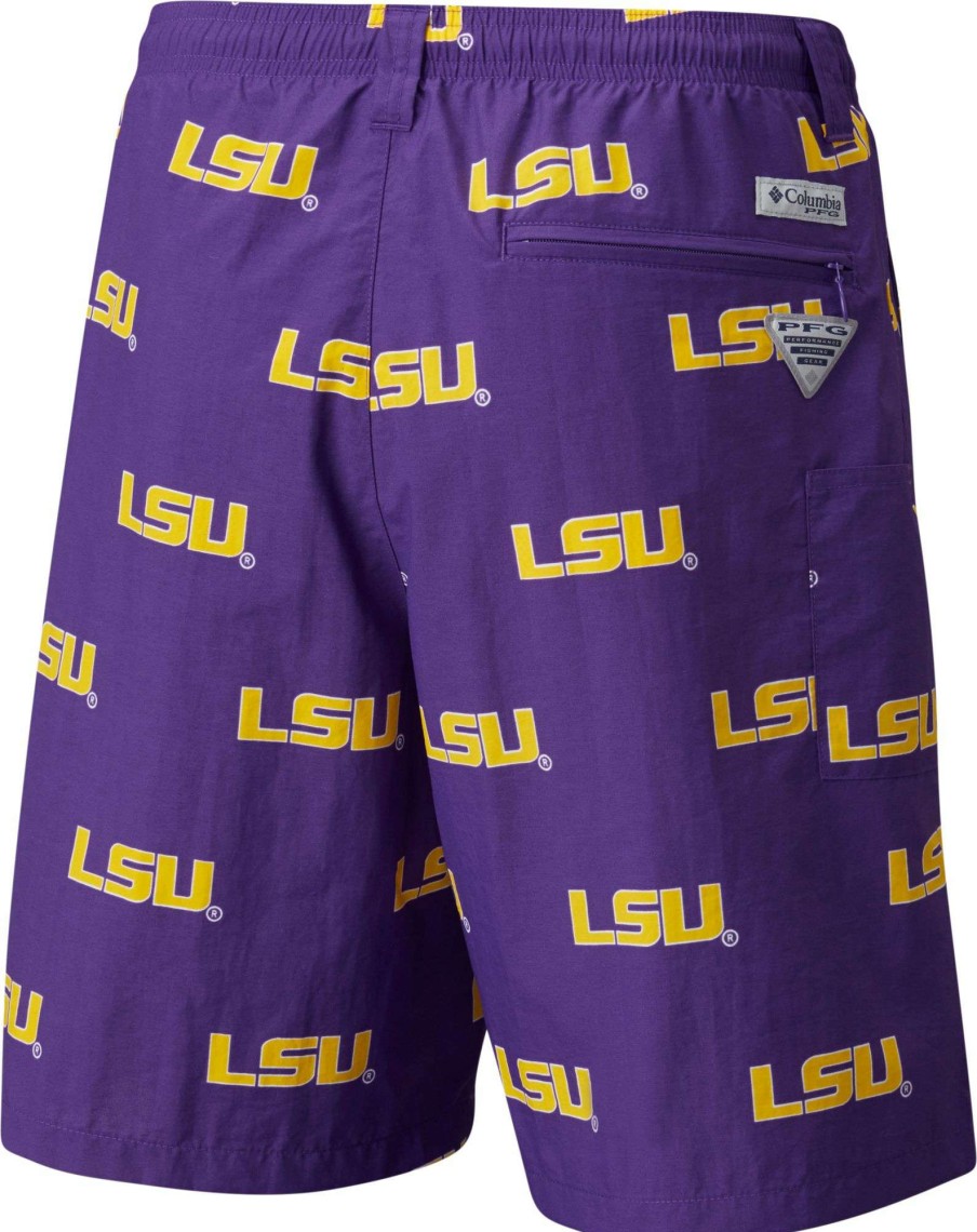 Shorts * | Columbia Men'S Lsu Tigers Purple Backcast Ii Printed Performance Shorts