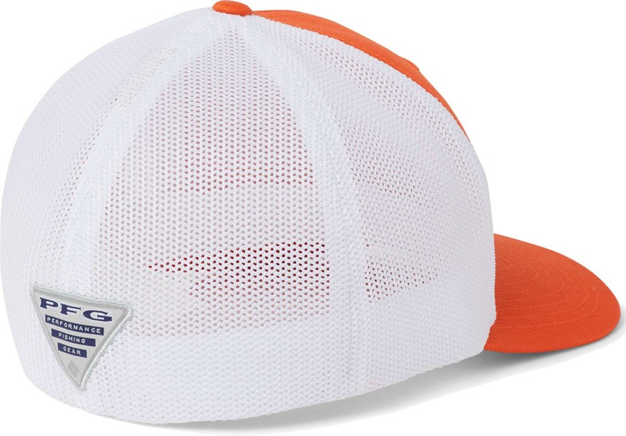 Hats * | Columbia Men'S Clemson Tigers Orange Pfg Mesh Fitted Hat