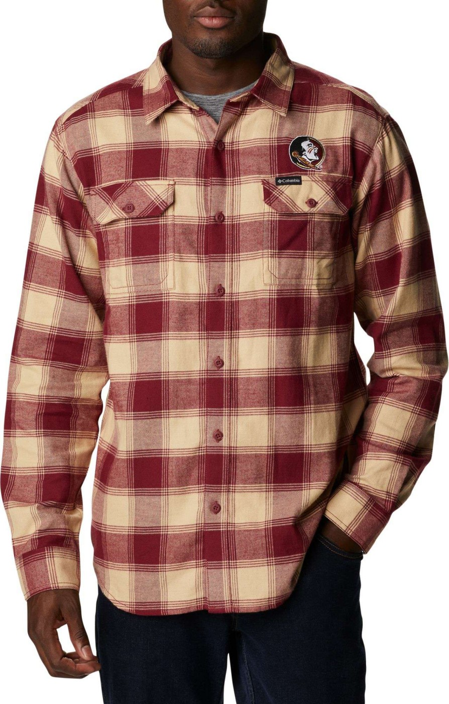 Shirts * | Columbia Men'S Florida State Seminoles Garnet Clg Flare Gun Flannel Long Sleeve Shirt