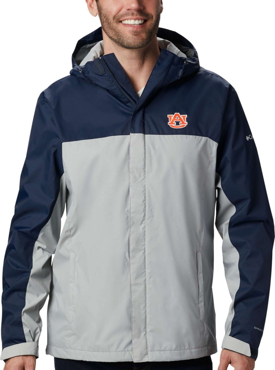 Jackets * | Columbia Men'S Auburn Tigers Blue/Grey Glennaker Storm Jacket