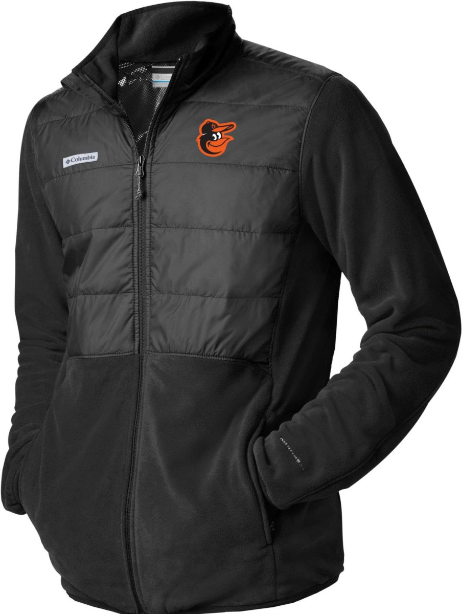 Jackets * | Columbia Men'S Baltimore Orioles Black Full-Zip Fleece Jacket