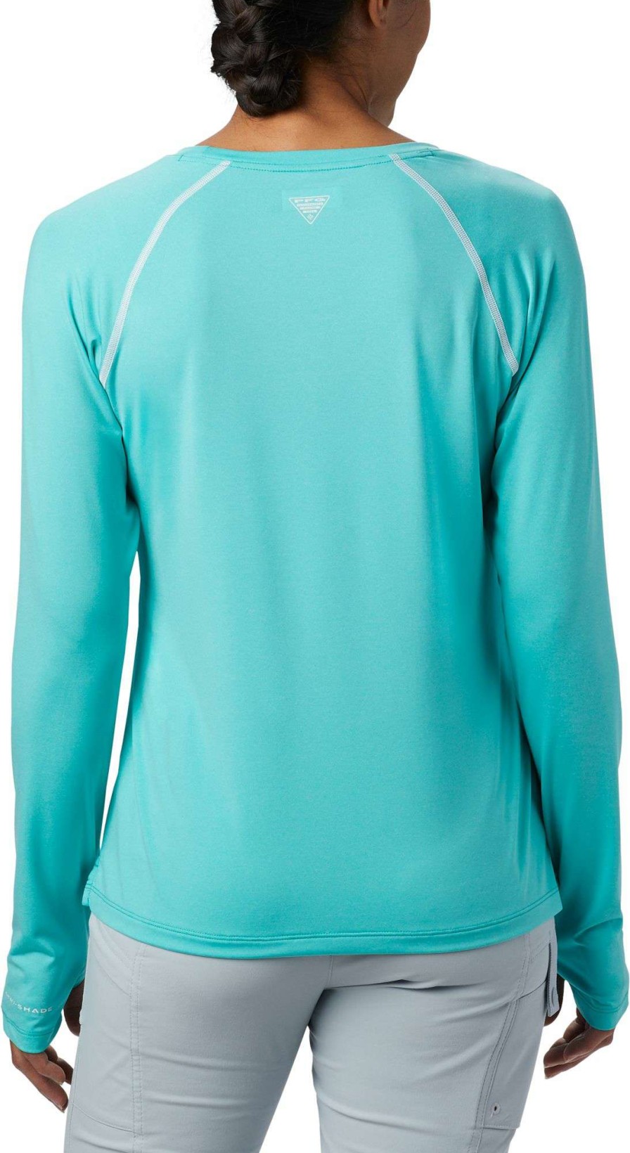 Shirts * | Columbia Women'S Pfg Tamiami Heather Knit Long Sleeve Shirt Dolphin/White