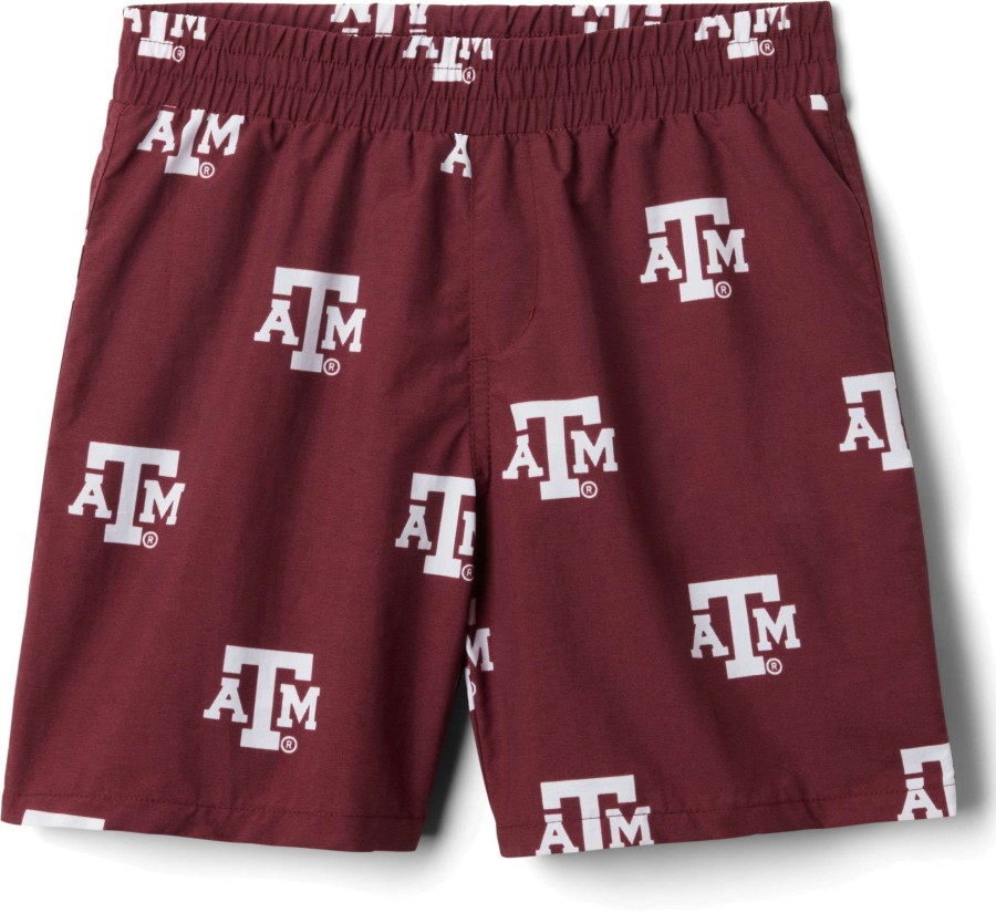 Shorts * | Columbia Youth Texas A&M Aggies Backcast Printed Performance Maroon Shorts For Boys'