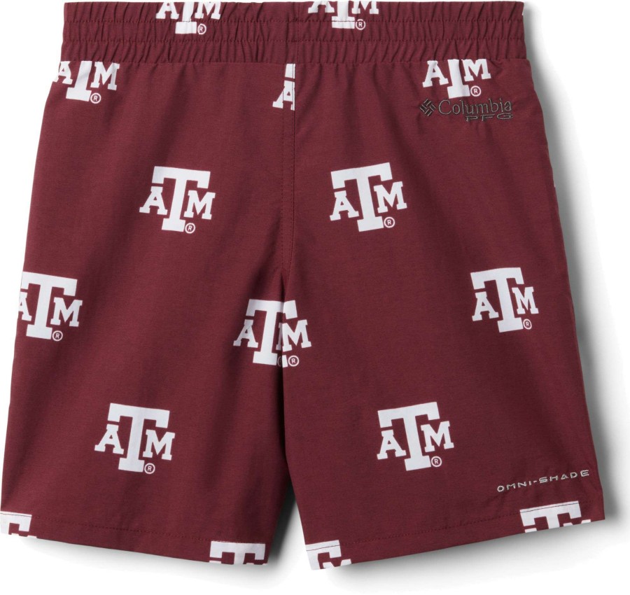 Shorts * | Columbia Youth Texas A&M Aggies Backcast Printed Performance Maroon Shorts For Boys'