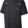 Shirts * | Columbia Men'S Georgia Bulldogs Tamiami Performance Black Shirt