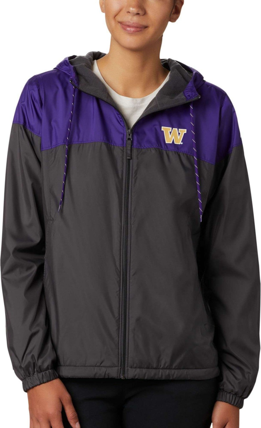 Jackets * | Columbia Women'S Washington Huskies Purple/Black Clg Flash Forward Lined Jacket