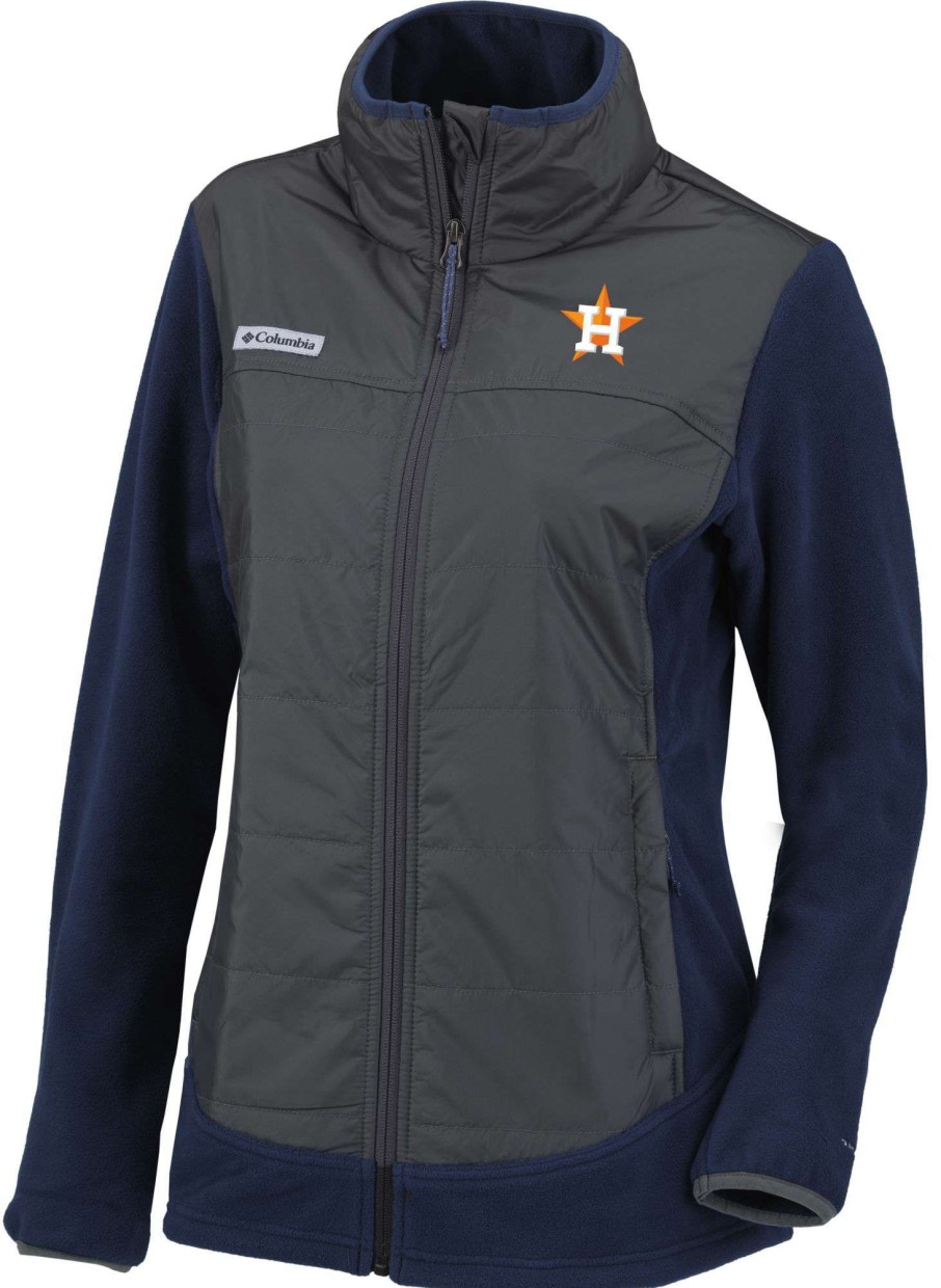 Jackets * | Columbia Women'S Houston Astros Navy Full-Zip Fleece Jacket