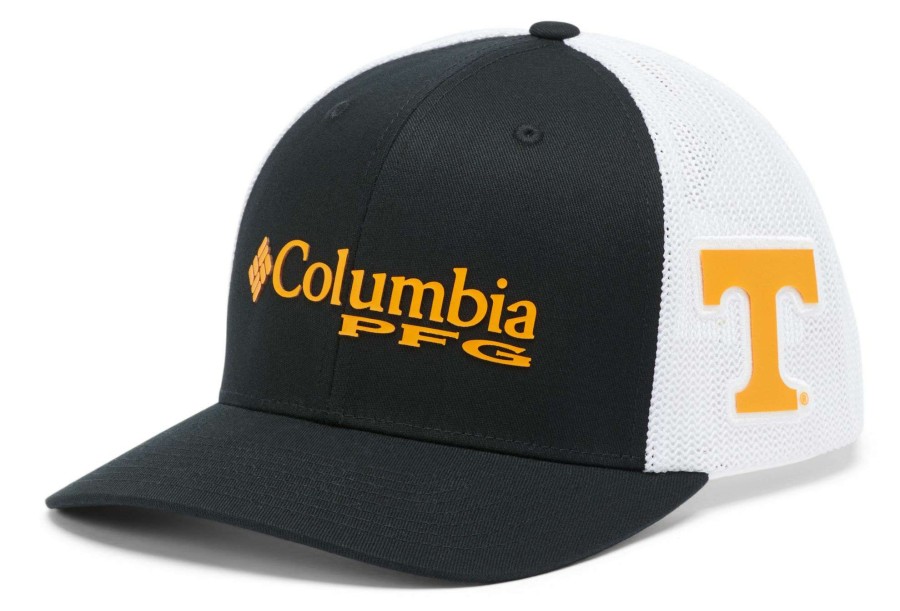 Hats * | Columbia Men'S Tennessee Volunteers Pfg Mesh Fitted Black Hat