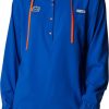 Sweatshirts * | Columbia Women'S Florida Gators Blue Pfg Tamiami Quarter-Snap Long Sleeve Hooded Shirt