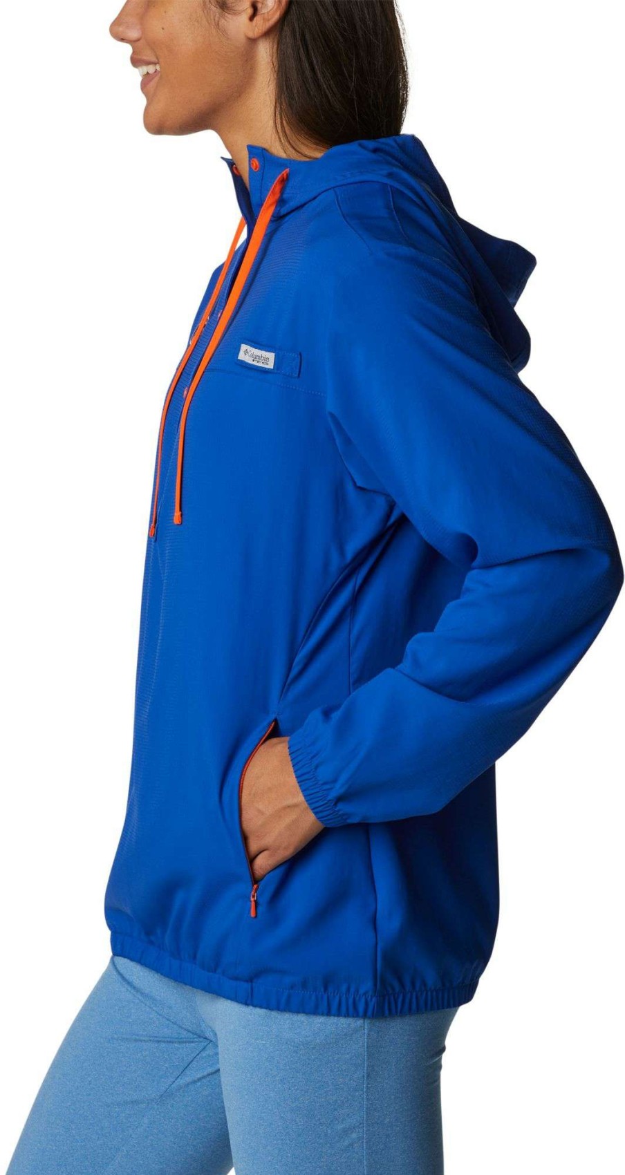 Sweatshirts * | Columbia Women'S Florida Gators Blue Pfg Tamiami Quarter-Snap Long Sleeve Hooded Shirt