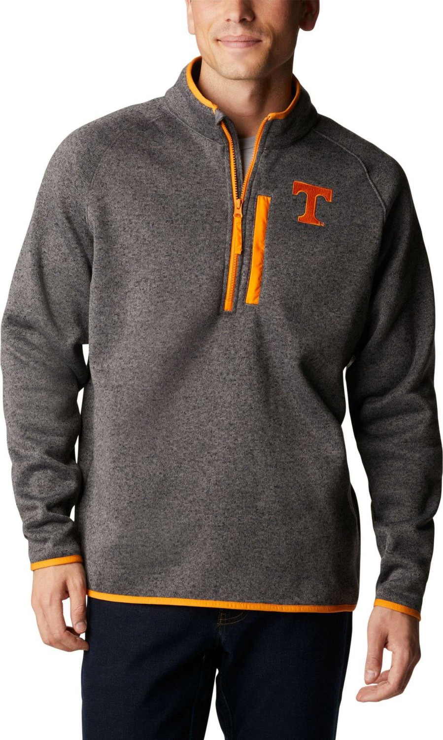 Jackets * | Columbia Men'S Tennessee Volunteers Grey Canyon Point Half-Zip Pullover Fleece Jacket