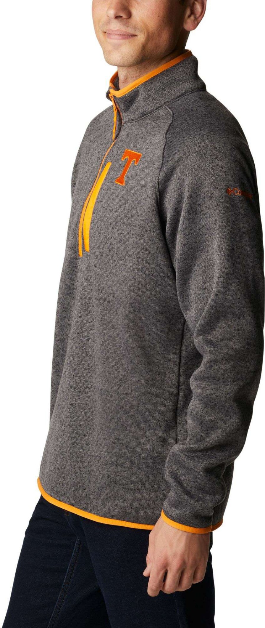 Jackets * | Columbia Men'S Tennessee Volunteers Grey Canyon Point Half-Zip Pullover Fleece Jacket