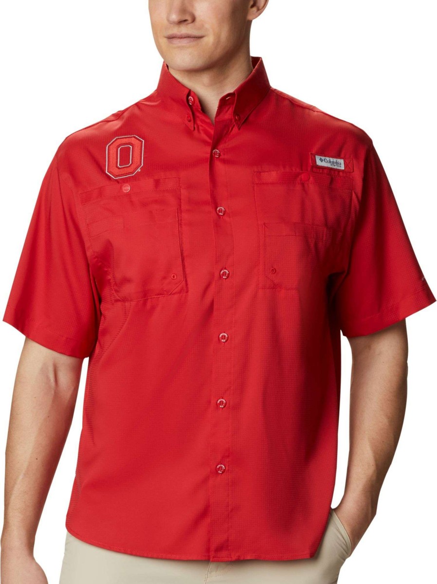 Shirts * | Columbia Men'S Ohio State Buckeyes Scarlet Tamiami Performance Shirt