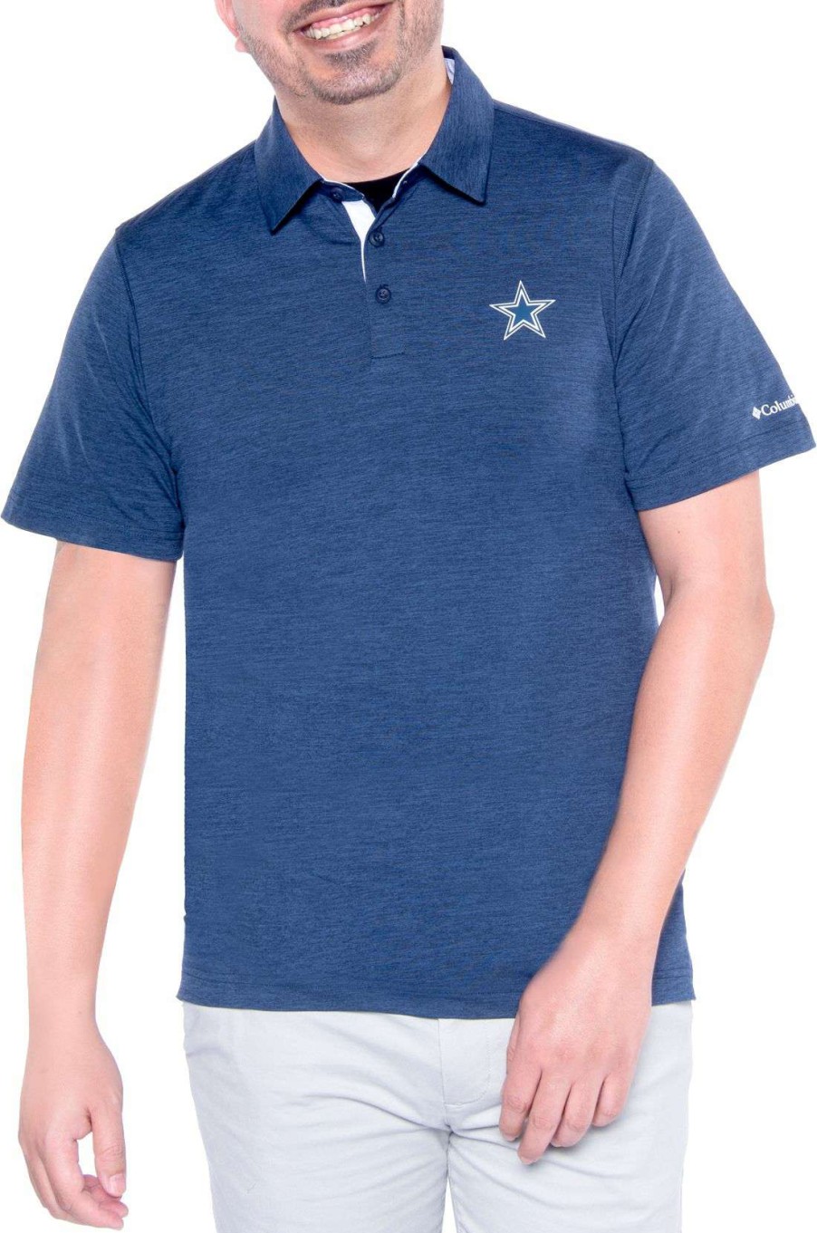 Shirts * | Columbia Men'S Dallas Cowboys Tech Trail Navy Polo