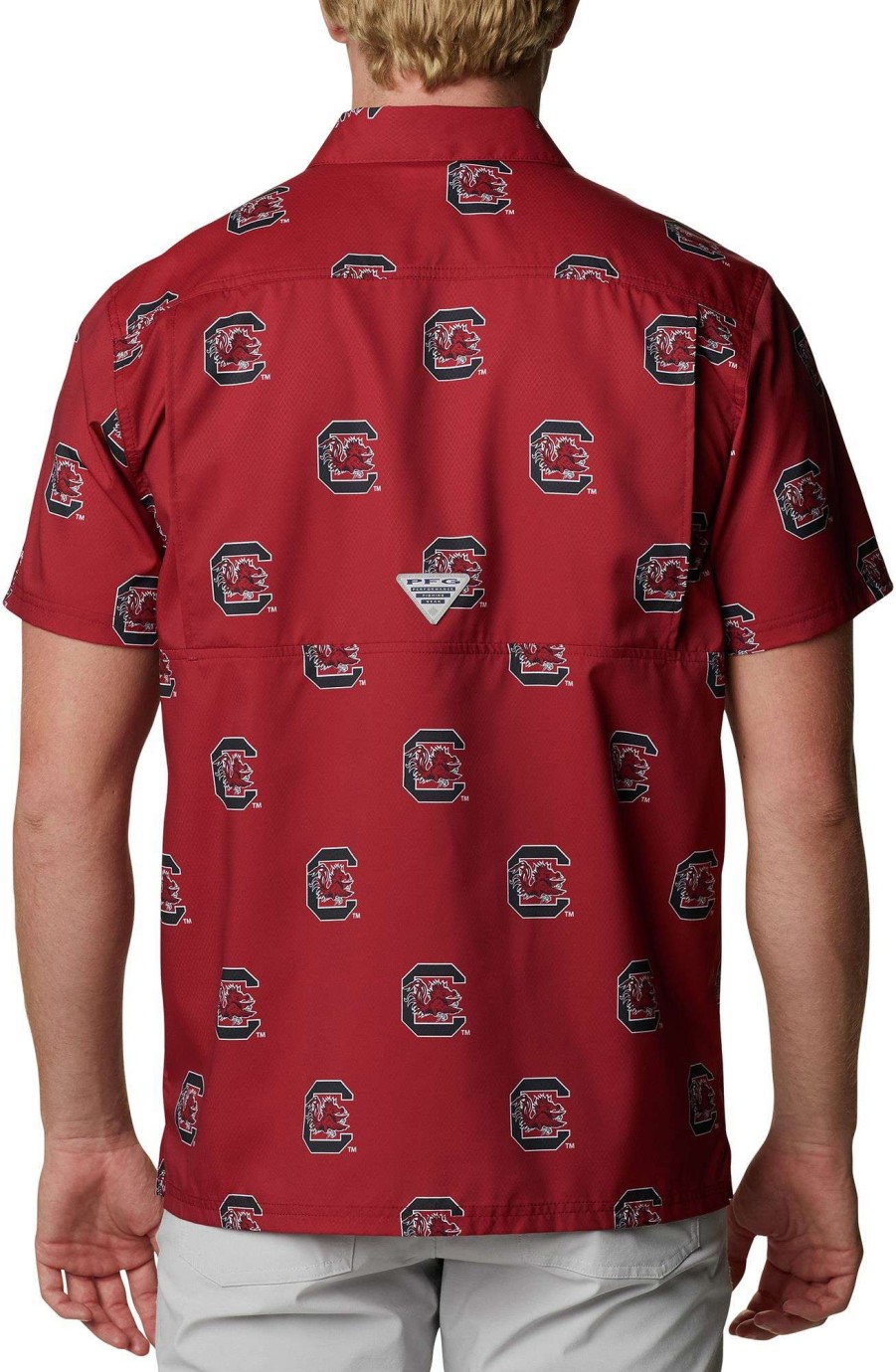 Shirts * | Columbia Men'S South Carolina Gamecocks Garnet Clg Super Slack Tide Short Sleeve Shirt