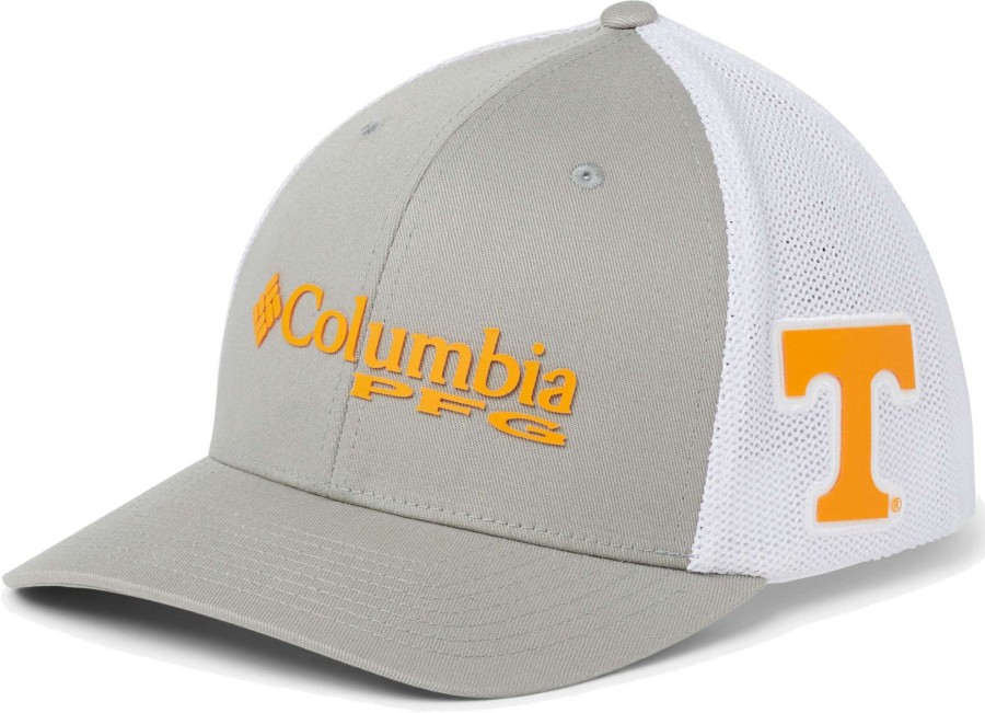 Hats * | Columbia Men'S Tennessee Volunteers Grey Pfg Mesh Fitted Hat