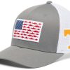 Hats * | Columbia Men'S Tennessee Volunteers Grey Pfg Fish Flag Mesh Fitted Hat