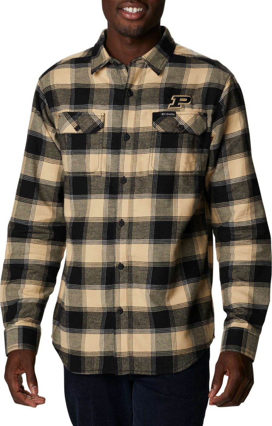 Shirts * | Columbia Men'S Purdue Boilermakers Black Clg Flare Gun Flannel Long Sleeve Shirt