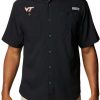 Shirts * | Columbia Men'S Virginia Tech Hokies Tamiami Performance Black Shirt