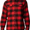 Shirts * | Columbia Men'S Georgia Bulldogs Red Plaid Flare Gun Flannel Button Down Long Sleeve Shirt