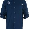 Shirts * | Columbia Men'S Dallas Cowboys Tamiami Navy Button-Up Dress Shirt