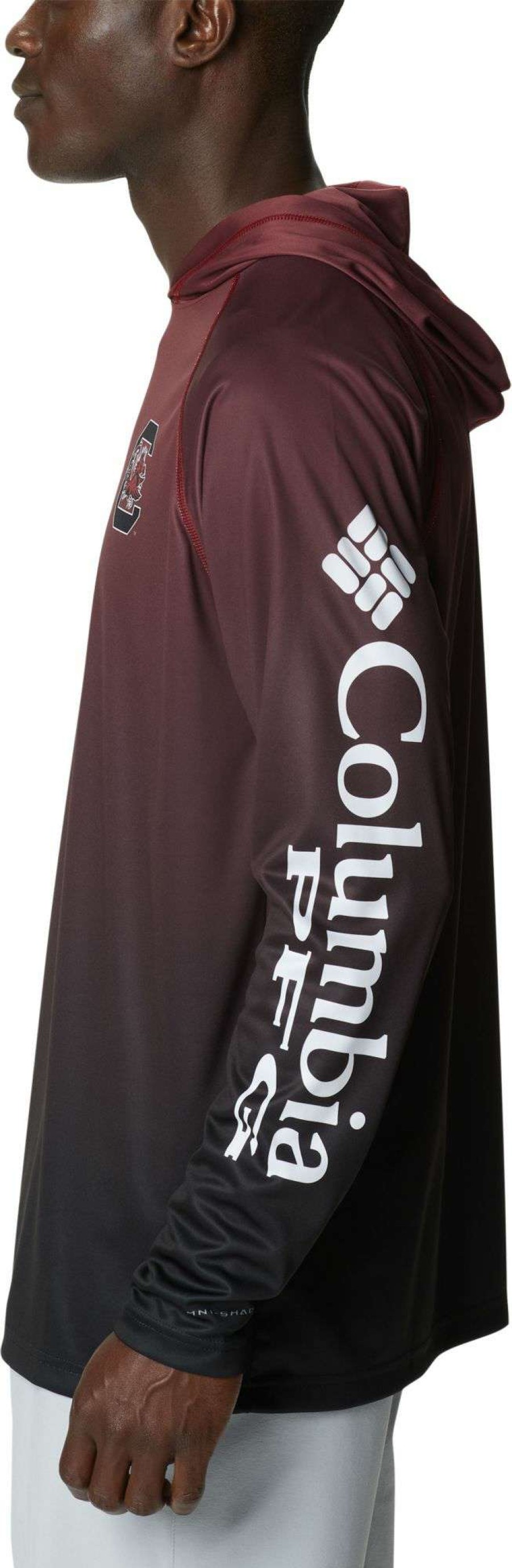 Sweatshirts * | Columbia Men'S South Carolina Gamecocks Garnet Pfg Super Terminal Tackle Long Sleeve Hooded T-Shirt