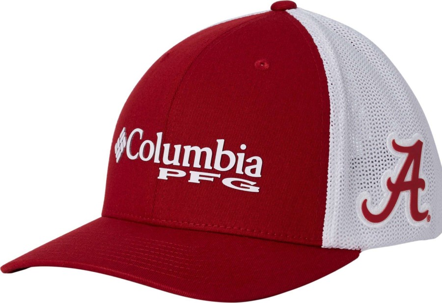 Hats * | Columbia Men'S Alabama Crimson Tide Crimson/White Pfg Mesh Fitted Hat