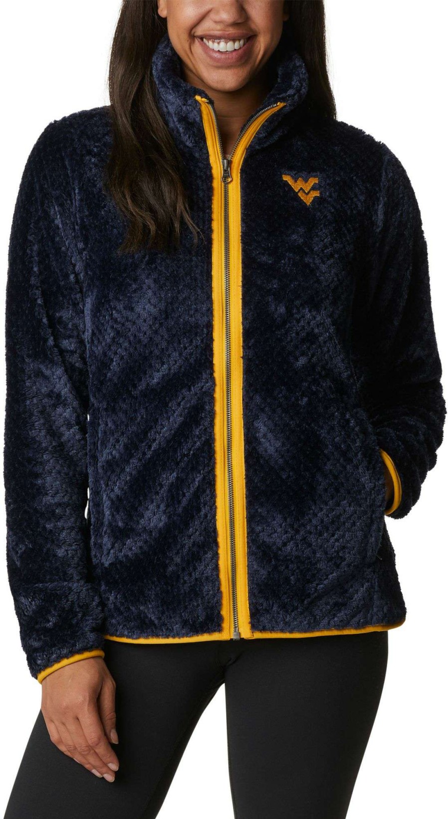 Jackets * | Columbia Women'S West Virginia Mountaineers Blue Fire Side Sherpa Full-Zip Jacket